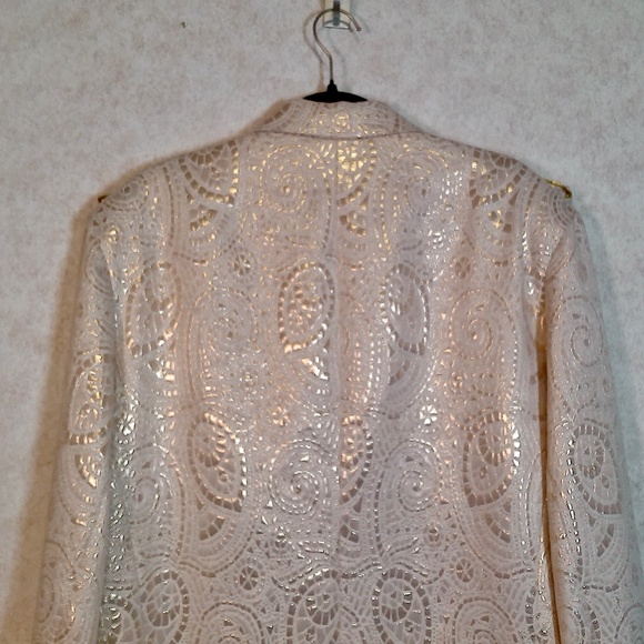 NWT Carmel Zhao Vintage Ivory&Gold lame Paisley Party Jacket w/Lining Mens Large - Picture 5 of 12
